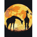 Жирафы и сияющая луна 60х80 см Раскраска картина по номерам на холсте с неоновыми красками