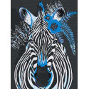 Зебра с синими цветами 75х100 см Раскраска картина по номерам на холсте