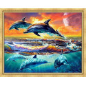 Счастливые дельфины Алмазная мозаика на подрамнике