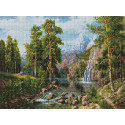 Пейзаж с водопадом 30х40 см Алмазная мозаика вышивка на подрамнике