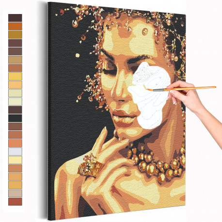  Девушка с золотым ожерельем Раскраска картина по номерам с металлической краской AAAA-RS113