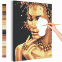 Девушка с золотым ожерельем Раскраска картина по номерам с металлической краской