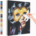 Девушка в карнавальной маске Раскраска картина по номерам на холсте с металлической краской