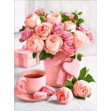 Букет розовое чаепитие Алмазная вышивка мозаика Алмазная живопись
