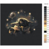 Малыш Йода в космосе 80х80 Раскраска картина по номерам на холсте
