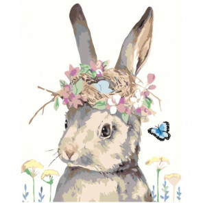 Кролик с цветами 80х100 Раскраска картина по номерам на холсте