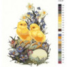 Цыплята с цветами 100х125 Раскраска картина по номерам на холсте