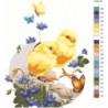 Цыпленок с цветами 100х125 Раскраска картина по номерам на холсте