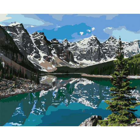  Горное озеро Раскраска картина по номерам на холсте U8032
