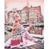  Девушка с вином у канала Раскраска картина по номерам на холсте U8013