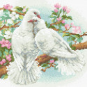 Белые голуби Алмазная вышивка мозаика Риолис