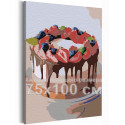 Клубничный торт 75х100 см Раскраска картина по номерам на холсте