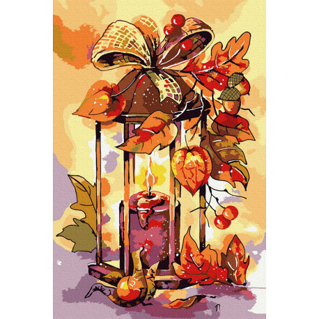  Осенний фонарь Раскраска картина по номерам на холсте KH1039
