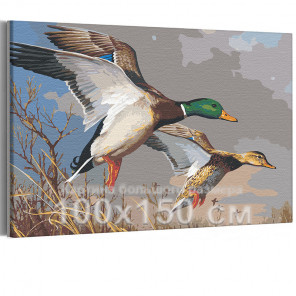  Утки над прудом осенью 100х150 см Раскраска картина по номерам на холсте AAAA-RS042-100x150