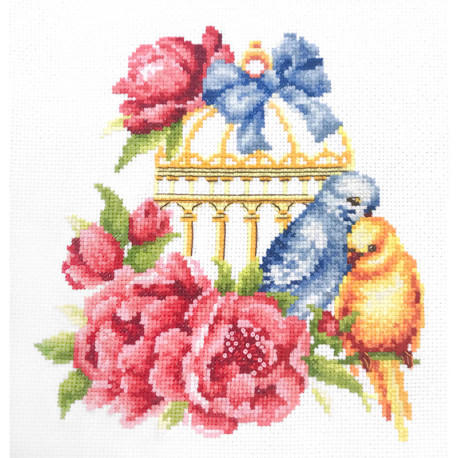  Волнистые попугайчики Набор для вышивания Многоцветница МКН 19-14