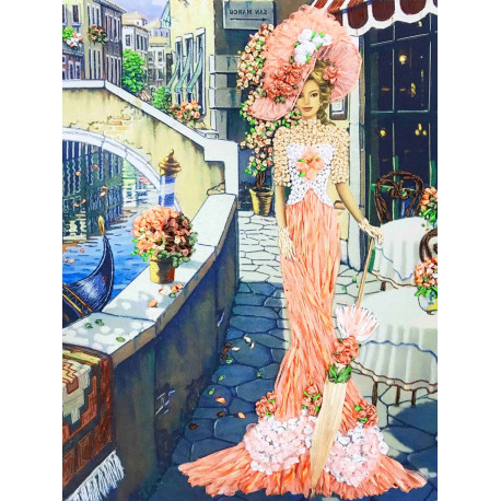  Дама в Венеции Набор для вышивания лентами Многоцветница МЛ(Н)-3003