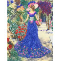 Дама с корзиной цветов Набор для вышивания лентами Многоцветница