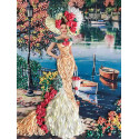 Дама с сумочкой Набор для вышивания лентами Многоцветница