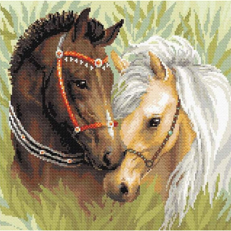  АМ0039 "Пара лошадей" мозаика АМ0039