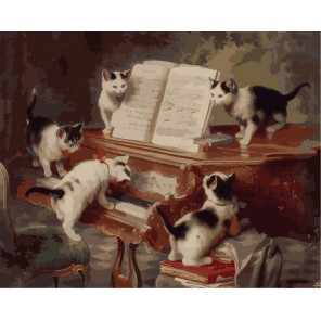 Концерт котят ( художник Карл Райхерт ) Раскраска (картина) по номерам акриловыми красками на холсте Menglei