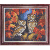 Вариант оформления в рамке Две совы Канва с рисунком для вышивки бисером Каролинка ТКБЖ 3035