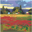 Пейзаж поле с цветами 80х80 Раскраска картина по номерам на холсте