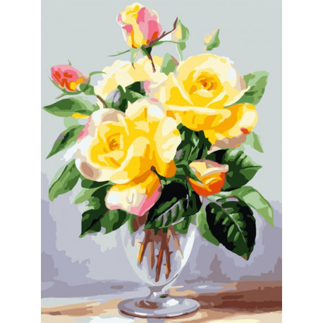  Чайные розы Раскраска картина по номерам Color Kit CE248