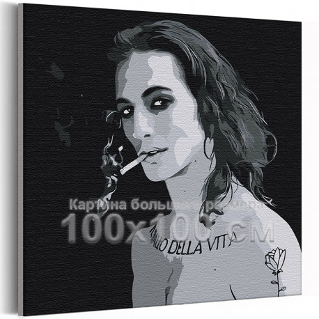  Maneskin / Damiano David черно-белый 100х100 см Раскраска картина по номерам на холсте AAAA-RS098-100x100