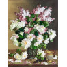  Белые розы и сирень Набор для вышивания лентами Каролинка КЛ(Н)-3039