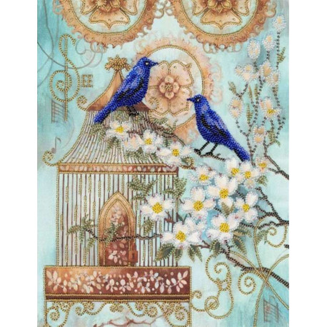  Синие птицы счастья Набор для вышивания бисером Золотое Руно РТ-027