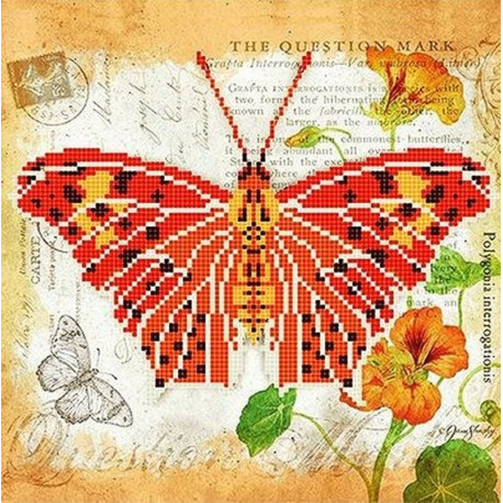  Бабочка 1 Ткань с рисунком для вышивки бисером Божья коровка 0141