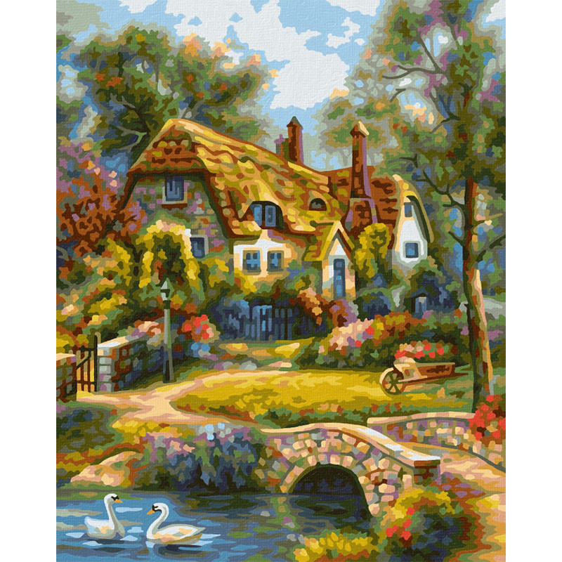 Винтажный английский дом-раскраска имитация рисования абстрактная генеративная иллюстрация ai