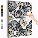 Черно-белые бабочки Раскраска картина по номерам на холсте с металлической краской