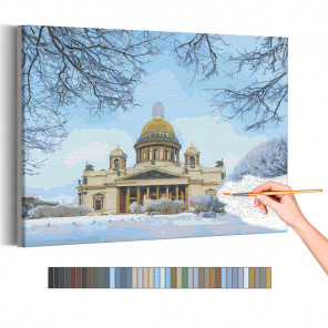 Исаакиевский собор зима / Санкт-Петербург Раскраска картина по номерам на холсте AAAA-RS248