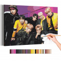 Bangtan Boys на ярком фоне / BTS Корейская K-POP группа Раскраска картина по номерам на холсте