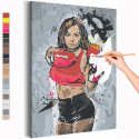 Девушка / Бокс Раскраска картина по номерам на холсте с неоновой краской