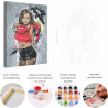 Пример картины и схема Девушка / Бокс Раскраска картина по номерам на холсте с неоновой краской AAAA-RS192