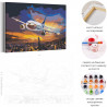 Пример картины и схема Самолет / Полет в ночном небе над городом Раскраска картина по номерам на холсте с неоновой краской AAAA