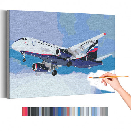  Самолет / Полет в небе Раскраска картина по номерам на холсте с неоновой краской AAAA-RS196