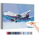 Самолет / Полет в небе Раскраска картина по номерам на холсте с неоновой краской
