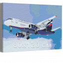 Самолет / Полет в небе 80х120 см Раскраска картина по номерам на холсте с неоновой краской