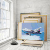Пример в интерьере Самолет / Полет в небе 80х120 см Раскраска картина по номерам на холсте с неоновой краской AAAA-RS196-80x120