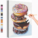Завтрак с пончиками / Десерт / Еда Раскраска картина по номерам на холсте