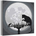 Шахматы при луне / Кошки - мышки 80х80 см Раскраска картина по номерам на холсте с металлической краской