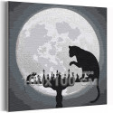 Шахматы при луне / Кошки - мышки 100х100 см Раскраска картина по номерам на холсте с металлической краской