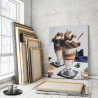 Пример в интерьере Десерт для двоих / Завтрак в кафе 60х80 см Раскраска картина по номерам на холсте AAAA-RS146-60x80