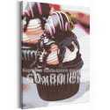Шоколадный кекс с клубникой / Десерт / Сладости 60х80 см Раскраска картина по номерам на холсте