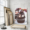 Пример в интерьере Шоколадный кекс с клубникой / Десерт / Сладости 75х100 см Раскраска картина по номерам на холсте AAAA-RS147-