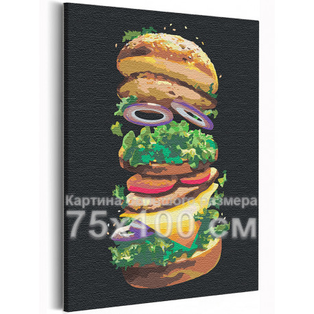  Бургер / Еда / Завтрак 75х100 см Раскраска картина по номерам на холсте с неоновой краской AAAA-RS151-75x100