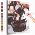 Шоколадный кекс с клубникой / Десерт / Сладости Раскраска картина по номерам на холсте